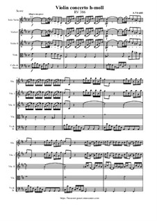 Concerto for Violin and Strings in B Minor, RV 386: Score, parts by Antonio Vivaldi