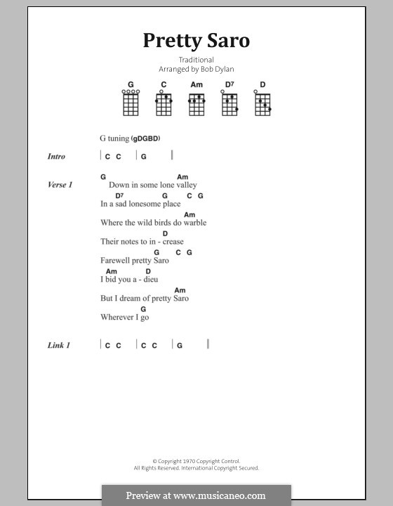 Pretty Saro: Text und Akkorde by folklore