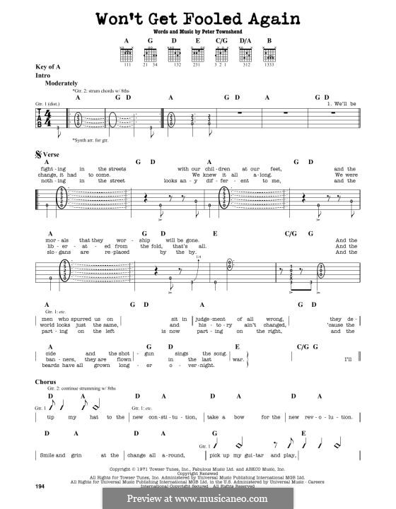 Won't Get Fooled Again (The Who): Für Gitarre by Peter Townshend