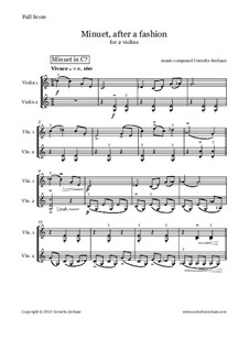 Minuet, after a fashion, for 2 violins: Minuet, after a fashion, for 2 violins by Cornelis Jordaan