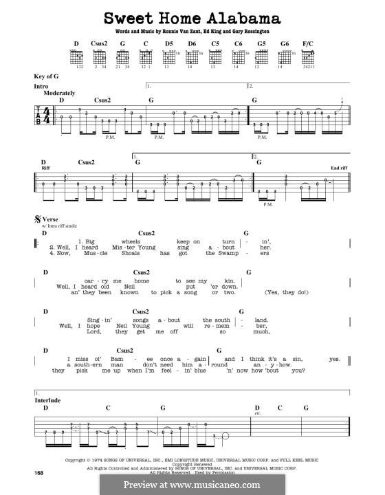 Sweet Home Alabama (Lynyrd Skynyrd): Für Gitarre by Ed King, Gary Rossington, Ronnie Van Zant
