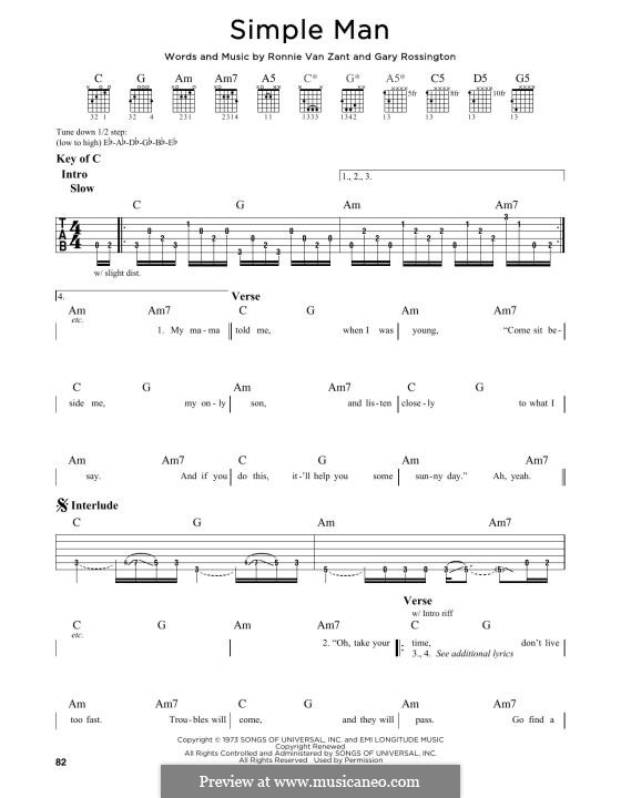 Simple Man (Lynyrd Skynyrd): Für Gitarre by Gary Rossington, Ronnie Van Zant