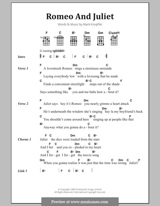 Romeo and Juliet (Dire Straits): Text und Akkorde by Mark Knopfler