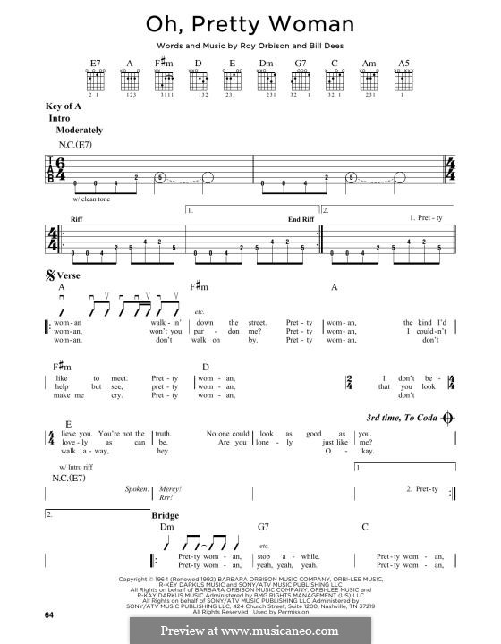 Oh, Pretty Woman: Für Gitarre by Bill Dees, Roy Orbison