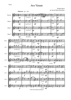 Ave Verum: For piccolo and three flutes by William Byrd