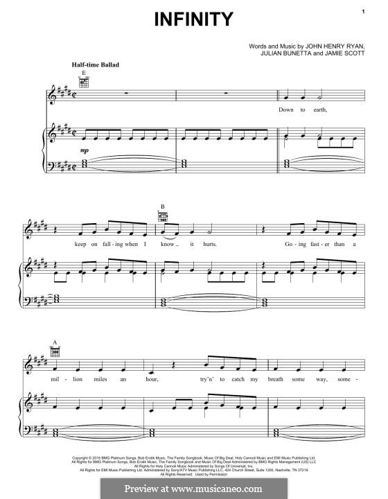 Infinity (One Direction): Für Stimme und Klavier (oder Gitarre) by Julian Bunetta, Jamie Scott, John Henry Ryan