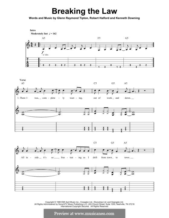 Breaking the Law (Judas Priest): Für Gitarre by Glenn Tipton, K. K. Downing, Robert Halford