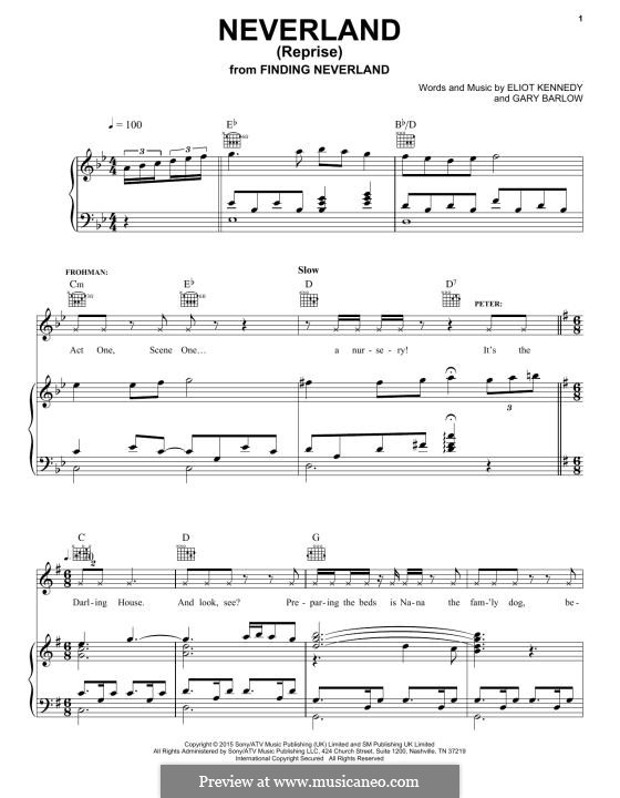 Neverland (Reprise) from 'Finding Neverland': Für Stimme und Klavier (oder Gitarre) by Eliot Kennedy, Gary Barlow