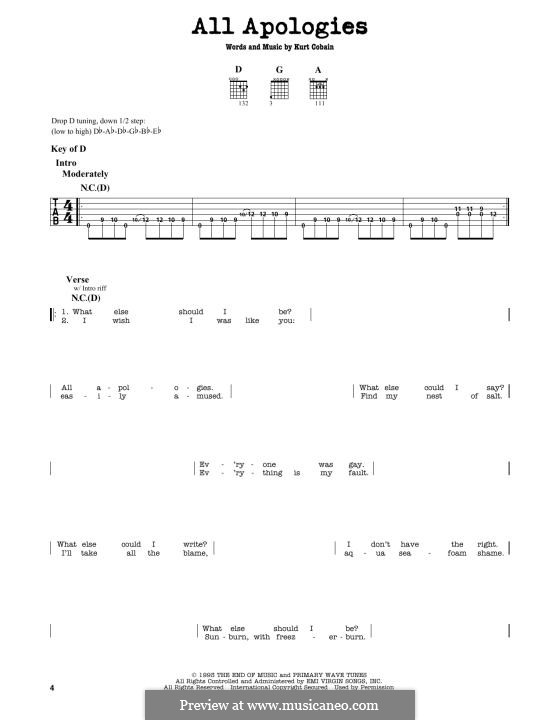 All Apologies (Nirvana): Für Gitarre by Kurt Cobain