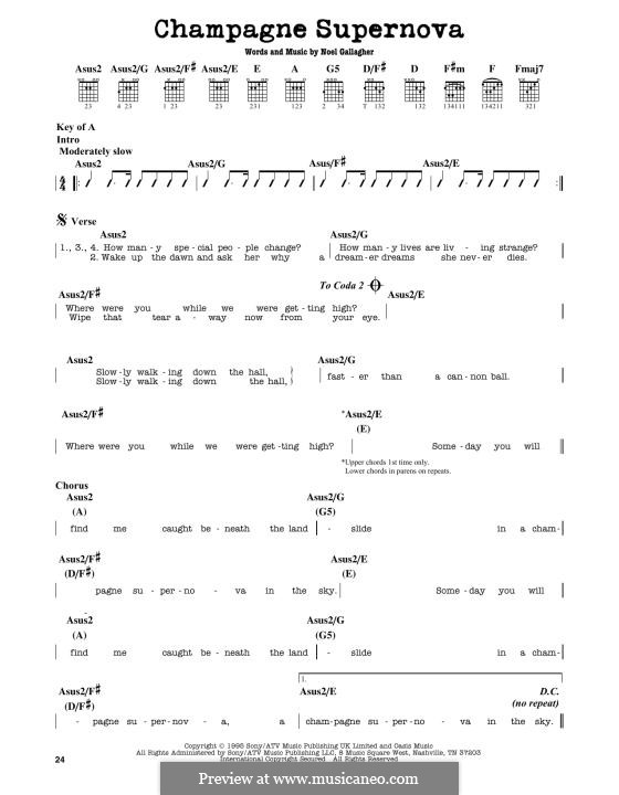 Champagne Supernova (Oasis): Für Gitarre by Noel Gallagher