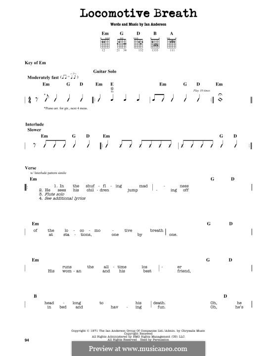 Locomotive Breath (Jethro Tull): Für Gitarre by Ian Anderson