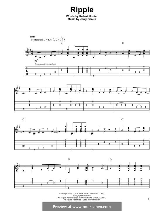 Ripple (The Grateful Dead): Für Gitarre by Jerry Garcia, Robert Hunter