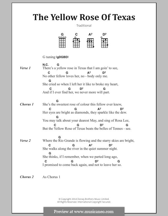 The Yellow Rose of Texas von folklore Noten auf MusicaNeo