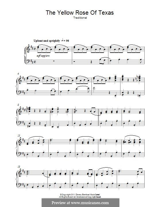 The Yellow Rose of Texas von folklore Noten auf MusicaNeo