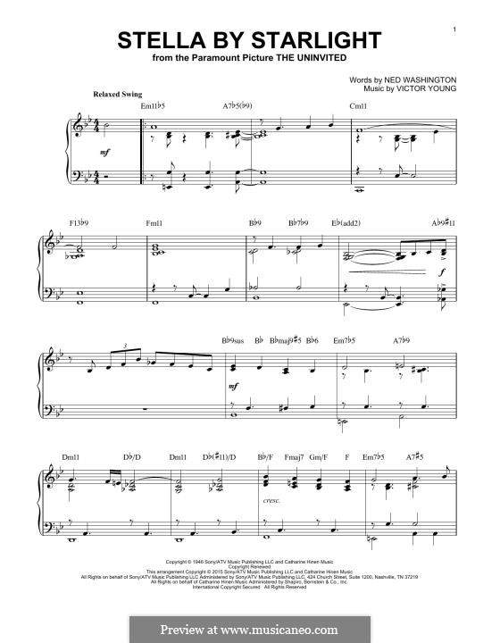 Stella By Starlight: Für Klavier (jazz version) by Victor Young