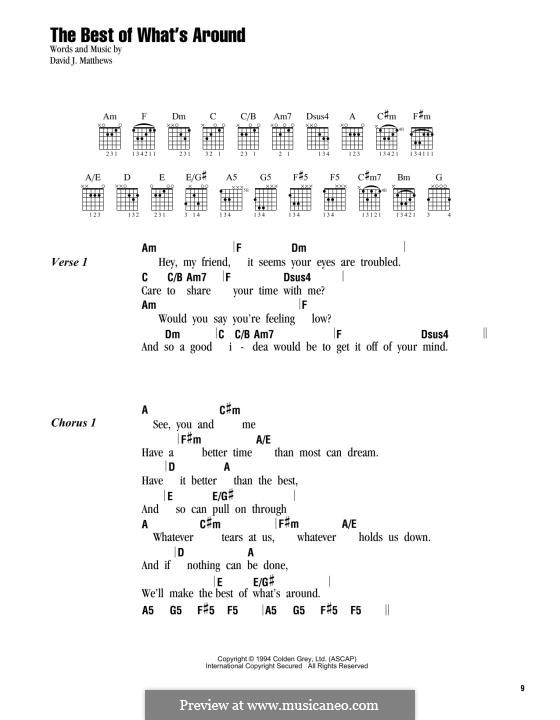 The Best of What's Around (Dave Matthews Band): Text und Akkorde by David J. Matthews