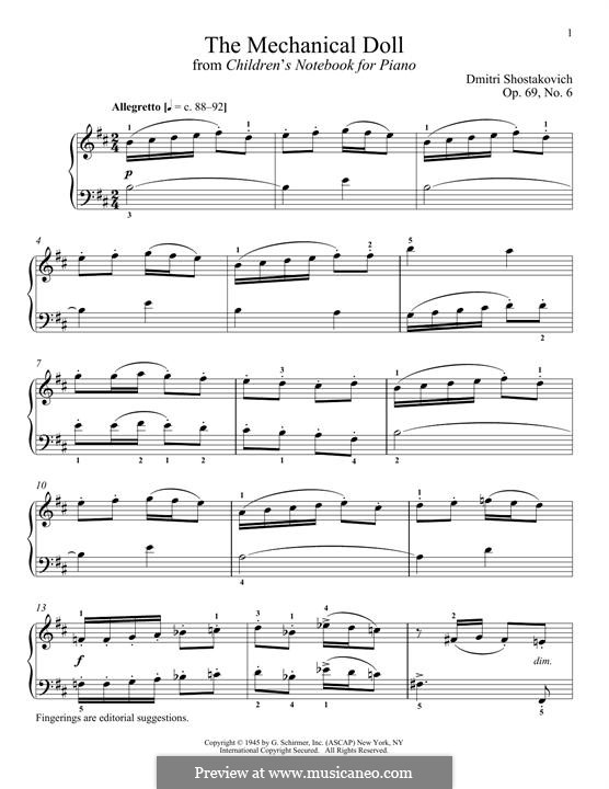 Children's Notebook, Op.69: No.6 The Mechanical Doll by Dmitri Schostakowitsch