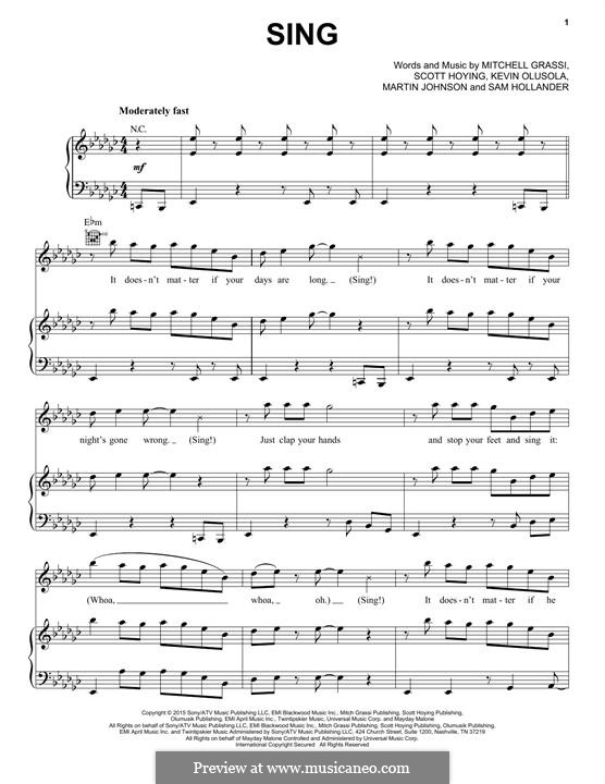 Sing (Pentatonix) von M. Johnson, S. Hollander, M. Grassi, S. Hoying, K