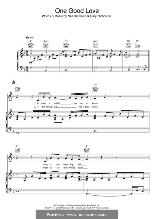 One Good Love: Für Stimme und Klavier (oder Gitarre) by Gary Nicholson, Neil Diamond