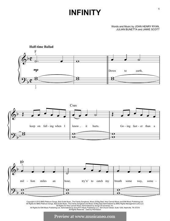 Infinity (One Direction): Für Klavier by Julian Bunetta, Jamie Scott, John Henry Ryan