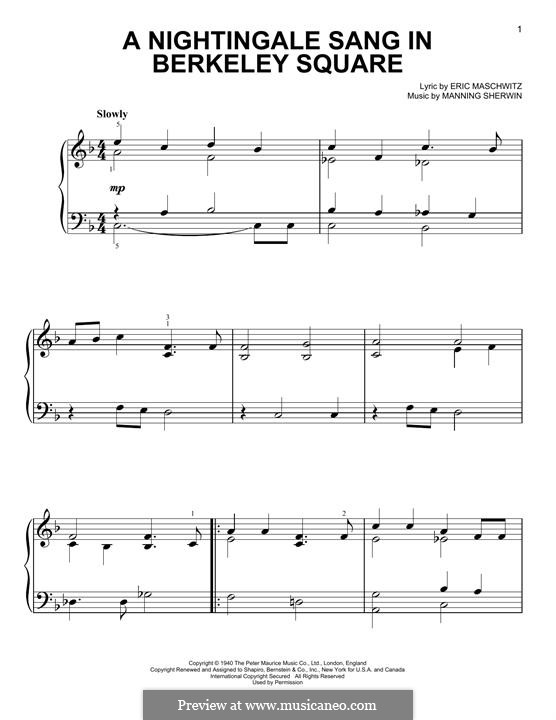 A Nightingale Sang in Berkeley Square: Für Klavier by Eric Maschwitz, Manning Sherwin