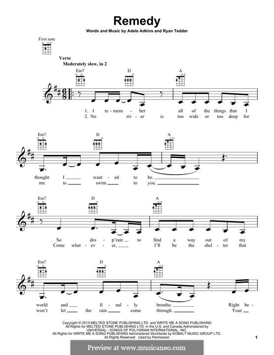 Remedy von Adele, R.B. Tedder - Noten auf MusicaNeo