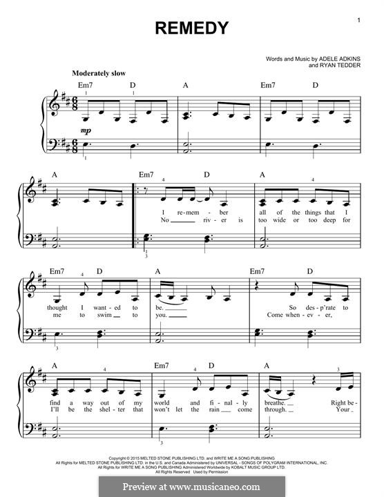 Remedy von Adele, R.B. Tedder - Noten auf MusicaNeo