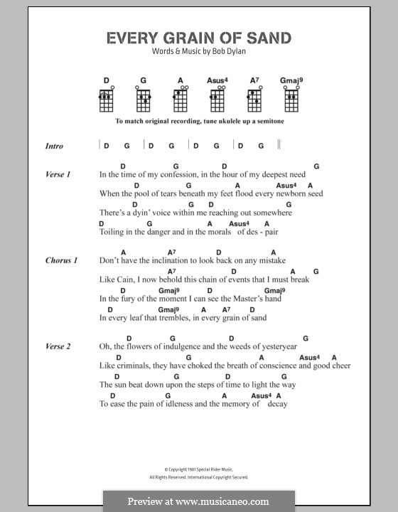 Every Grain of Sand: Text und Akkorde by Bob Dylan