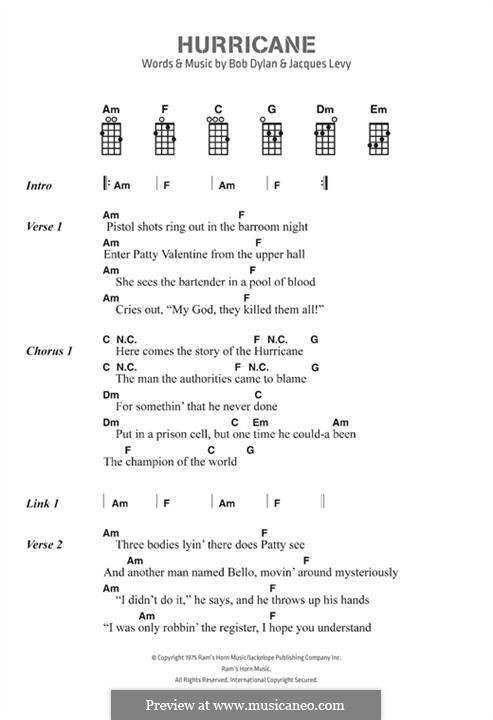 Hurricane: Text und Akkorde by Bob Dylan
