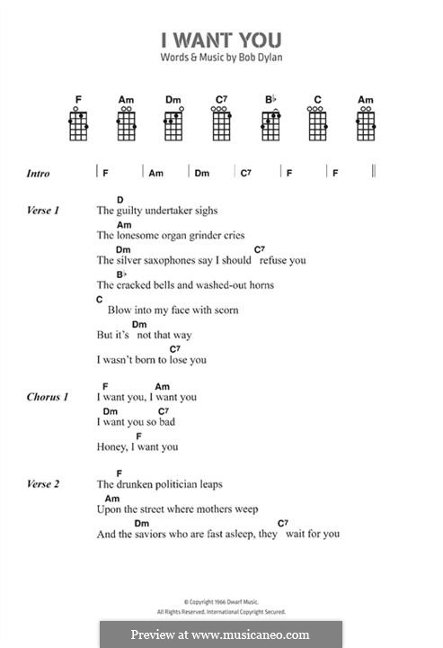 I Want You: Text und Akkorde by Bob Dylan