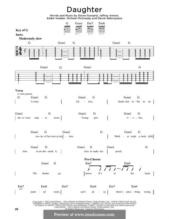 Daughter (Pearl Jam): Für Gitarre by David Abbruzzese, Eddie Vedder, Jeff Ament, Mike McCready, Stone Gossard