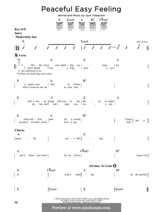 Peaceful Easy Feeling (The Eagles): Für Gitarre mit Tabulatur by Jack Tempchin