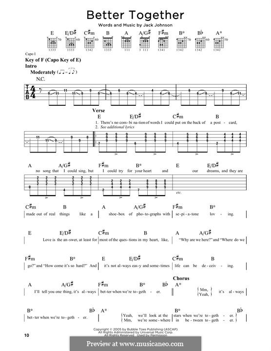 Better Together: Für Gitarre mit Tabulatur by Jack Johnson