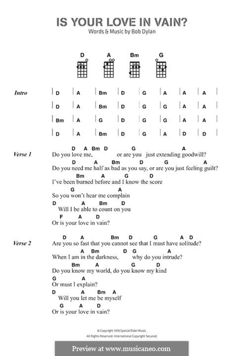 Is Your Love in Vain: Text und Akkorde by Bob Dylan
