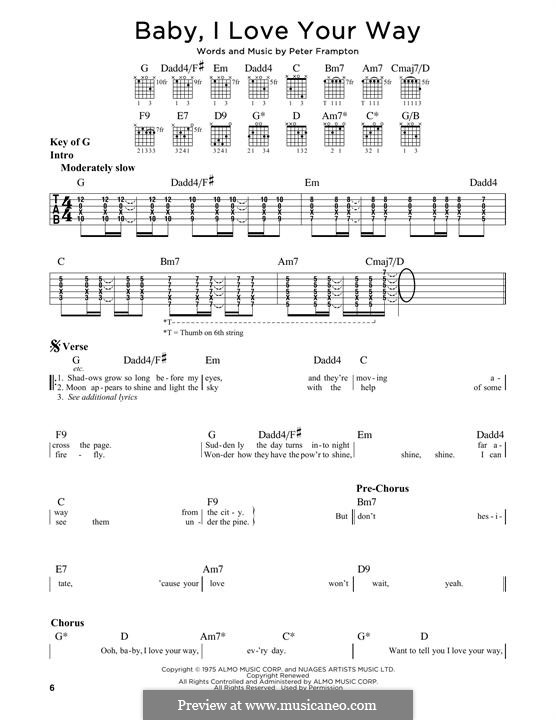 Baby, I Love Your Way: Für Gitarre mit Tabulatur by Peter Frampton