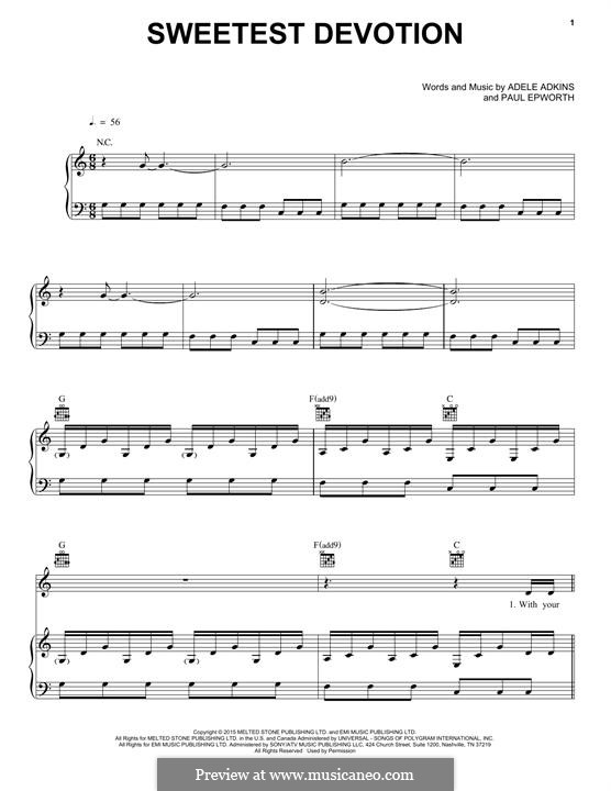 Sweetest Devotion: Für Stimme und Klavier (oder Gitarre) by Adele, Paul Epworth
