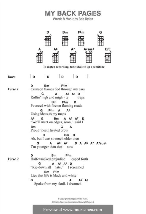 My Back Pages: Text und Akkorde by Bob Dylan