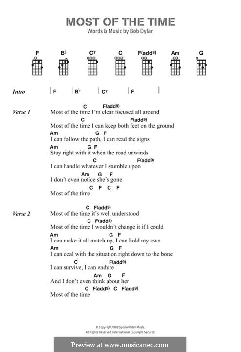 Most of the Time (from High Fidelity): Text und Akkorde by Bob Dylan