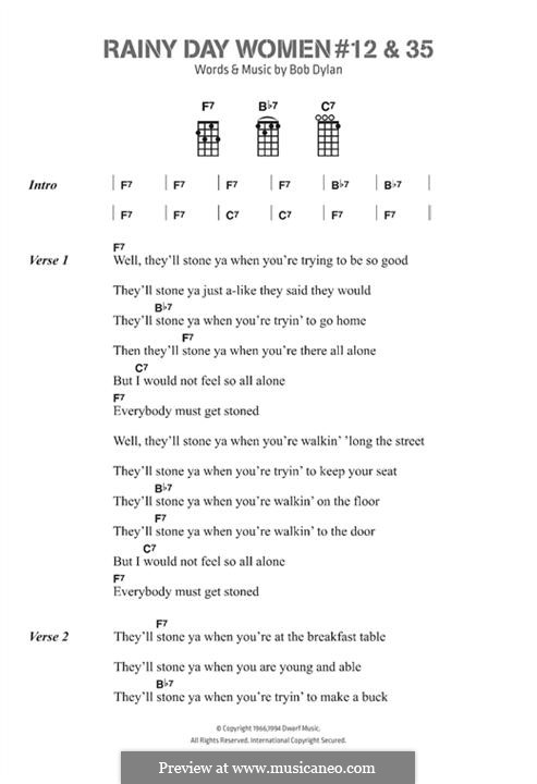 Rainy Day Woman No.12 & 35: Text und Akkorde by Bob Dylan
