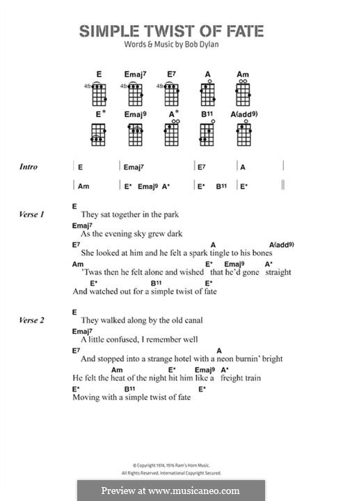 Simple Twist of Fate: Text und Akkorde by Bob Dylan