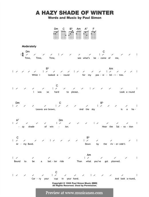 A Hazy Shade of Winter (Simon & Garfunkel): Für Ukulele by Paul Simon