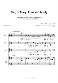 Sing of Mary, Pure and Lowly: SSA by Unknown (works before 1850)