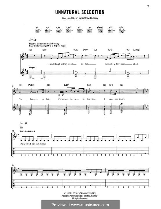 Unnatural Selection (Muse): Für Gitarre mit Tabulatur by Matthew Bellamy