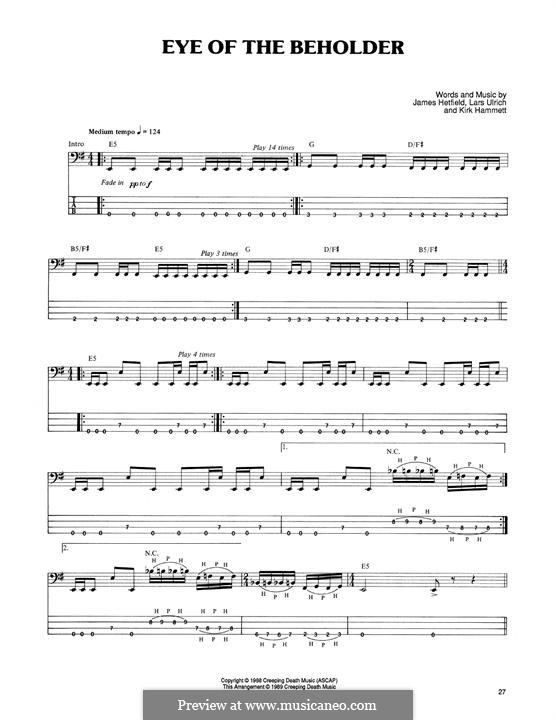 Eye of the Beholder (Metallica): Für Bassgitarre mit Tabulatur by James Hetfield, Kirk Hammett, Lars Ulrich