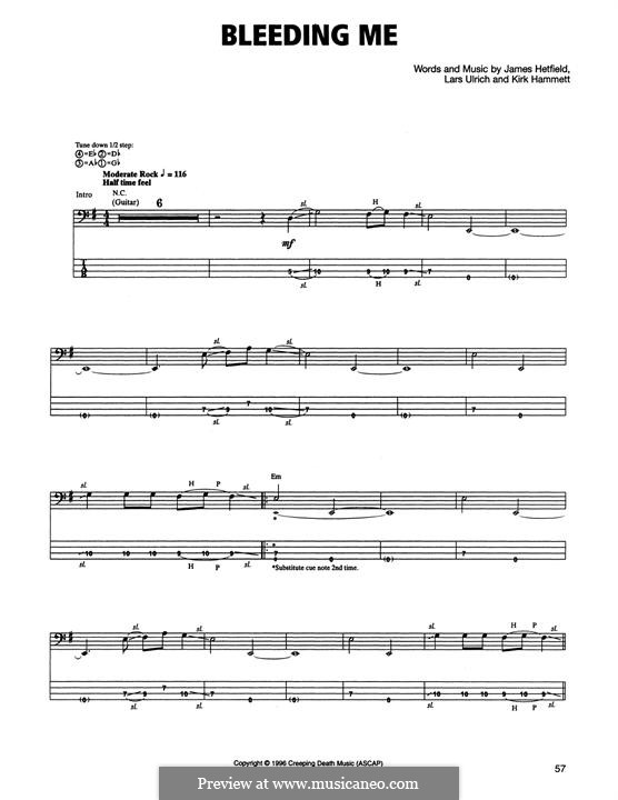 Bleeding Me (Metallica): Für Bassgitarre mit Tabulatur by James Hetfield, Kirk Hammett, Lars Ulrich