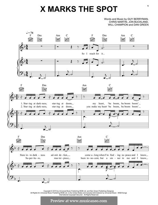 X Marks the Spot (Coldplay): Für Stimme und Klavier (oder Gitarre) by Chris Martin, Guy Berryman, Jonny Buckland, Will Champion, Dan Green
