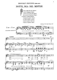 O notte, dea del mister: Für Stimme und Klavier by Nicola Piccini