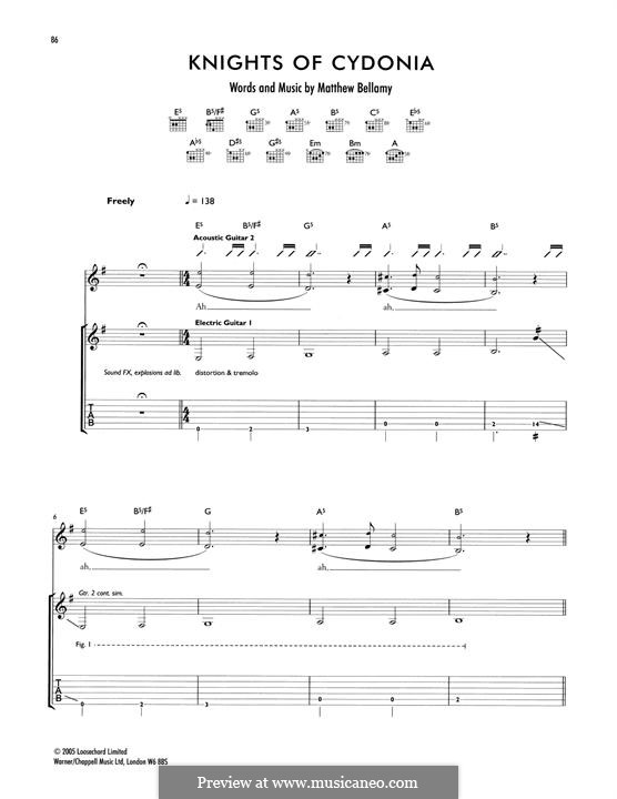 Knights of Cydonia (Muse): Für Gitarre mit Tabulatur by Matthew Bellamy