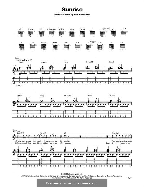 Sunrise (The Who): Für Gitarre mit Tabulatur by Peter Townshend