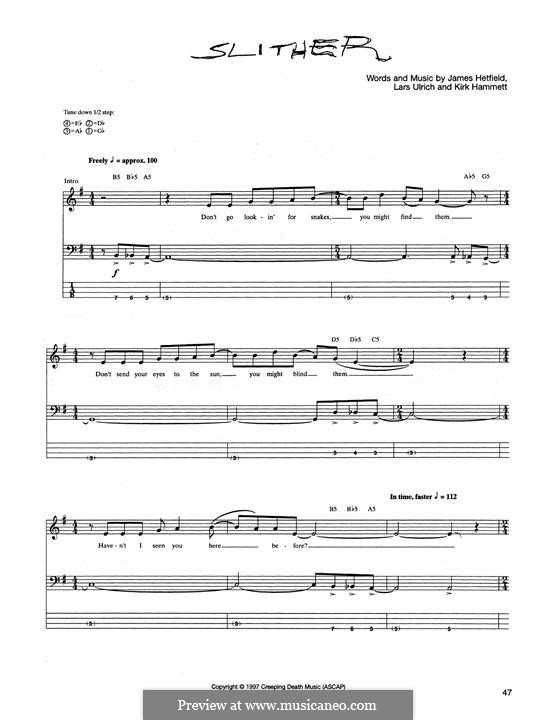Slither (Metallica): Für Bassgitarre mit Tabulatur by James Hetfield, Kirk Hammett, Lars Ulrich